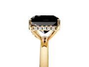 Solitaire Engagement Ring Setting for Fancy Black Radiant Cut Center with Fine Wire Band and Prong Head in Yellow Gold