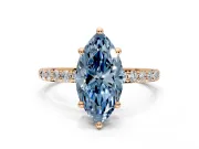 Solitaire Engagement Ring Setting for Fancy Blue Marquise Center with Pave Accents and Prong Head in Rose Gold