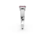 3 Stone Engagement Ring Setting for Fancy Pink Emerald Cut Center with Raised Basket Heads and Prong Head in Platinum