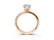 Solitaire Engagement Ring Setting for Cushion Cut Center with Milgrain X Pattern Band and Prong Head in Rose Gold