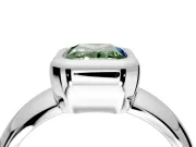 Solitaire Engagement Ring Setting for Fancy Green Radiant Cut Center with Wide Band and Bezel Head in Platinum