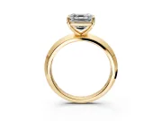 Solitaire Engagement Ring Setting for Asscher Cut Center with Wide Knife Ridge Band and Prong Head in Yellow Gold