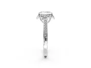 Floral Engagement Ring Setting for Radiant Cut Center with Four Accent Clusters and Prong Head in White Gold