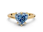 Solitaire Engagement Ring Setting for Fancy Blue Heart-Shaped Center with Cathedral Band and Prong Head in Yellow Gold