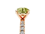 Solitaire Engagement Ring Setting for Fancy Yellow Round Cut Center with Fine Pave Band and Claw Prong Head in Rose Gold