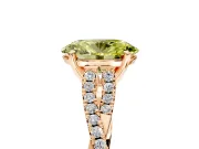 Solitaire Engagement Ring Setting for Fancy Yellow Oval Center with Twisted Pave Split Shank and Prong Head in Rose Gold