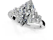 Solitaire Engagement Ring Setting for Marquise Center with Marquise Flower Shoulders and Prong Head in Sterling Silver