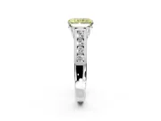 Solitaire Engagement Ring Setting for Fancy Yellow Radiant Cut Center with Round Cut Channel Band and Prong Head in White Gold