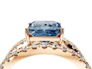 Solitaire Engagement Ring Setting for Fancy Blue Princess Cut Center with Wide-Open Split Shank and Prong Head in Rose Gold