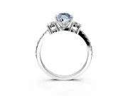 3 Stone Engagement Ring Setting for Fancy Blue Marquise Center with Round Cut Side Accents and Prong Head in Platinum
