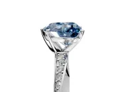 Side Accent Engagement Ring Setting for Fancy Blue Heart-Shaped Center with Accent Shoulders and Prong Head in Sterling Silver
