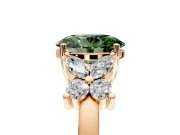 Floral Engagement Ring Setting for Fancy Green Oval Center with Marquise Cluster Shoulders and Prong Head in Rose Gold