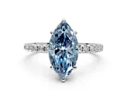 Solitaire Engagement Ring Setting for Fancy Blue Marquise Center with Micro Pave Band and Prong Head in Platinum
