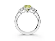 Cluster Engagement Ring Setting for Fancy Yellow Cushion Cut Center with Bezel Accent Clusters and Prong Head in Platinum