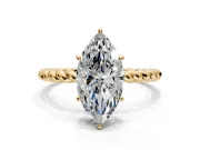 Solitaire Engagement Ring Setting for Marquise Center with Plain Twisted Rope Band and Prong Head in Yellow Gold