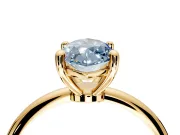 Minimalist Solitaire Engagement Ring Setting for Fancy Blue Marquise Center with Thin Band and Prong Head in Yellow Gold