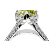 Solitaire Engagement Ring Setting for Fancy Yellow Heart-Shaped Center with Accented Split Shank and Prong Head in Sterling Silver