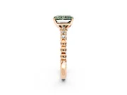 Solitaire Engagement Ring Setting for Fancy Green Radiant Cut Center with Bezel-Dot Beaded Band and Prong Head in Rose Gold