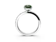 Solitaire Engagement Ring Setting for Fancy Green Radiant Cut Center with Round Cut Pave Band and Prong Head in White Gold