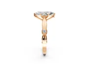 Solitaire Engagement Ring Setting for Marquise Center with Carved Leaf Shoulders and Prong Head in Rose Gold