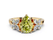 Floral Engagement Ring Setting for Fancy Yellow Pear-Shaped Center with Marquise Cluster Shoulders and Prong Head in Yellow Gold