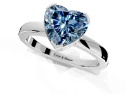 Solitaire Engagement Ring Setting for Fancy Blue Heart-Shaped Center with Plain Band and Flat Tab Prong Head in White Gold