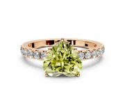 Solitaire Engagement Ring Setting for Fancy Yellow Heart-Shaped Center with Large Accent Band and Prong Head in Rose Gold