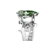 Solitaire Engagement Ring Setting for Fancy Green Pear-Shaped Center with Pave and Plain Crossover Band and Prong Head in White Gold