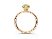 Low-Set Solitaire Engagement Ring Setting for Fancy Yellow Cushion Cut Center with Thin Plain Band and Prong Head in Rose Gold
