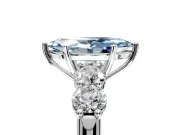 5 Stone Engagement Ring Setting for Fancy Blue Marquise Center with Graduated Accents and Prong Head in Sterling Silver