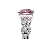 5 Stone Engagement Ring Setting for Fancy Pink Princess Cut Center with Graduated Accents and Prong Head in White Gold