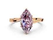 Solitaire Engagement Ring Setting for Fancy Pink Marquise Center with Plain Bypass Twist Band and Prong Head in Rose Gold