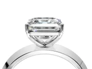Solitaire Engagement Ring Setting for Asscher Cut Center with Wide Knife Ridge Band and Prong Head in Platinum