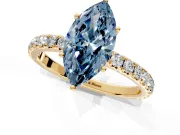 Solitaire Engagement Ring Setting for Fancy Blue Marquise Center with Large Accent Band and Prong Head in Yellow Gold