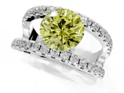 Solitaire Engagement Ring Setting for Fancy Yellow Round Cut Center with Wide-Open Split Shank and Prong Head in White Gold
