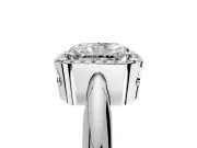 Halo Engagement Ring Setting for Radiant Cut Center with Tapered Plain Band and Prong Head in Platinum