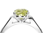 Solitaire Engagement Ring Setting for Fancy Yellow Cushion Cut Center with Channel Accents and Prong Head in Platinum