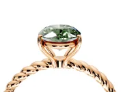 Solitaire Engagement Ring Setting for Fancy Green Oval Center with 2-Strand Rope Twist Band and Prong Head in Rose Gold