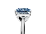 Solitaire Engagement Ring Setting for Fancy Blue Radiant Cut Center with Knife Ridge Band and Claw Prong Head in Sterling Silver