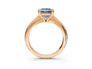 Solitaire Engagement Ring Setting for Fancy Blue Princess Cut Center with Reverse Tapered Band and Prong Head in Rose Gold