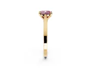 Solitaire Engagement Ring Setting for Fancy Pink Cushion Cut Center with Tapered Shoulders and Prong Head in Yellow Gold