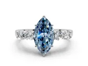 5 Stone Engagement Ring Setting for Fancy Blue Marquise Center with Equal Close-Set Accents and Prong Head in Platinum