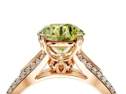 Solitaire Engagement Ring Setting for Fancy Yellow Round Cut Center with Pave Rail Split Shank and Prong Head in Rose Gold