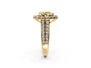 Large Accent Halo Engagement Ring Setting for Fancy Yellow Pear-Shaped Center with Pave Split Shank and Prong Head in Yellow Gold