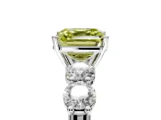 5 Stone Engagement Ring Setting for Fancy Yellow Asscher Cut Center with Graduated Accents and Prong Head in Sterling Silver