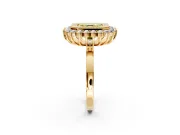 Halo Engagement Ring Setting for Fancy Yellow Asscher Cut Center with Milgrain Bezel Rim, Plain Band and Prong Head in Yellow Gold