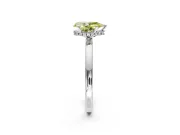 Hidden Halo Engagement Ring Setting for Fancy Yellow Pear-Shaped Center with Plain Band and Tall Prong Head in Platinum