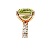 Solitaire Engagement Ring Setting for Fancy Yellow Asscher Cut Center with Round Cut Pave Band and Prong Head in Rose Gold
