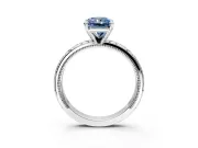 Solitaire Engagement Ring Setting for Fancy Blue Radiant Cut Center with Scrollwork Band and Prong Head in Sterling Silver