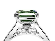 Solitaire Engagement Ring Setting for Fancy Green Asscher Cut Center with Channel Band and Double Claw Prong Head in Platinum